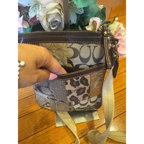 COACH Patchwork Animal Print Messenger CrossBody Shoulder Bag 40915 ( (600 - Picture 4 of 8
